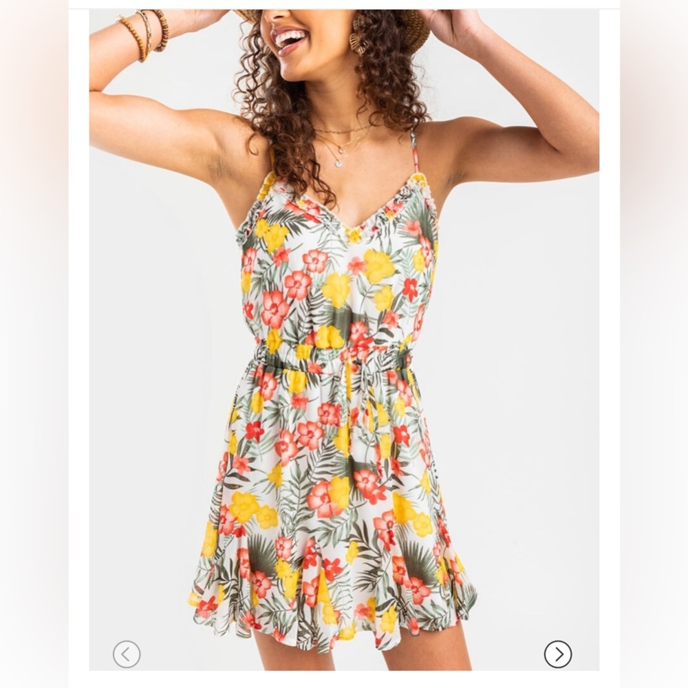 Blue Rain Floral Print Mini Dress women’s size Medium NWOT